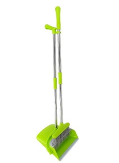 Xifando Xifando Extendable Long Handle Broom and Dustpan Set, Stainless Lightweight Upright Standing Broom and Dustpan Combo for Kitchen Lobby Office Living Room Household Indoor or Outside (Green)  - Image 1