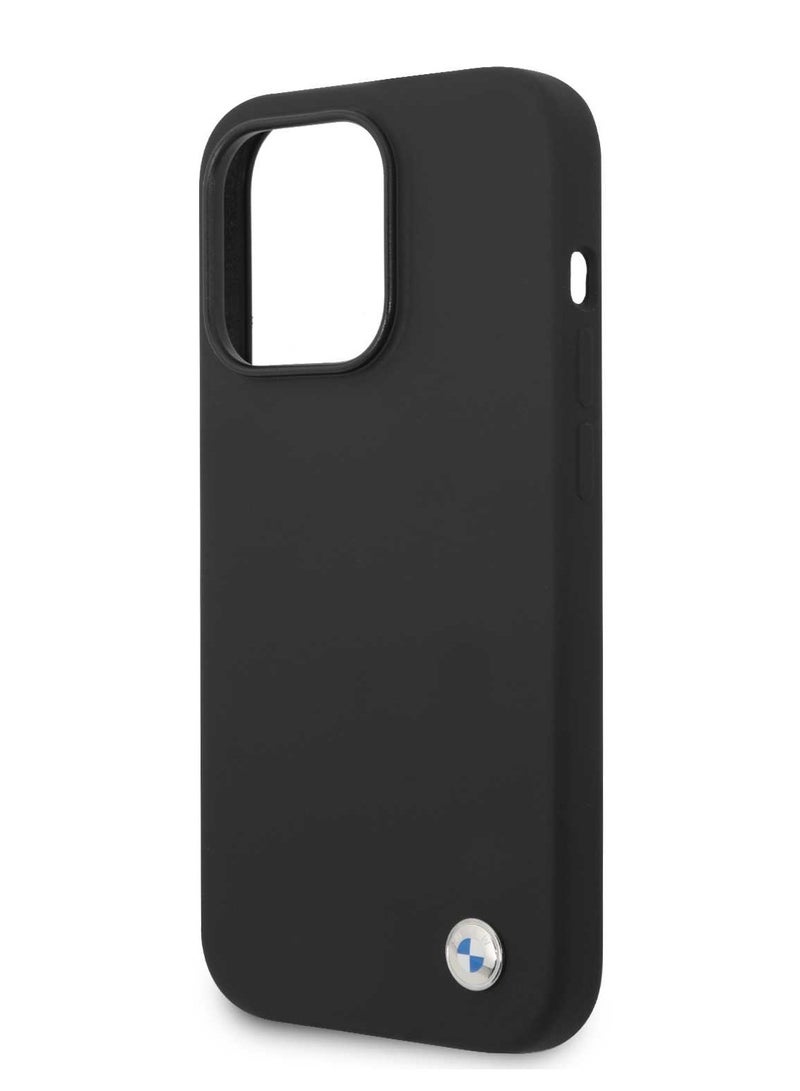 BMW Silicone Case with Metal Logo for iPhone 15 Pro - Black - Image 1