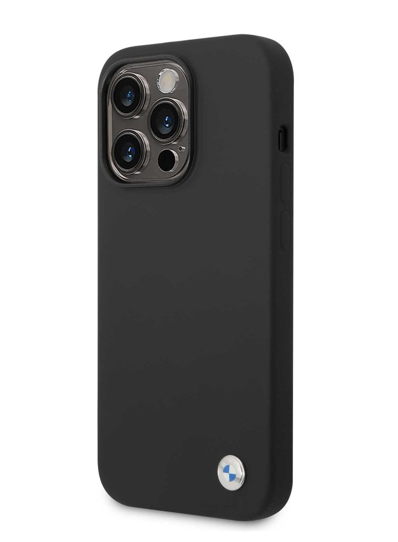 BMW Silicone Case with Metal Logo for iPhone 15 Pro - Black - Image 2