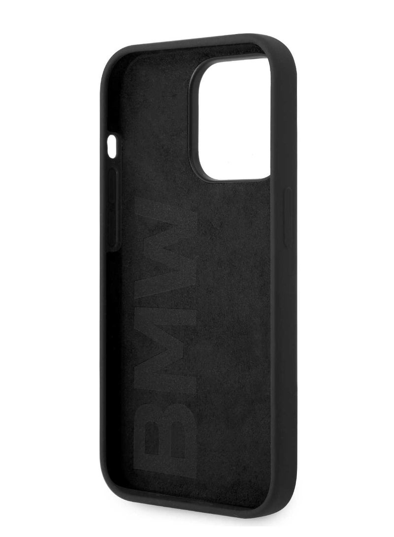 BMW Silicone Case with Metal Logo for iPhone 15 Pro - Black - Image 4