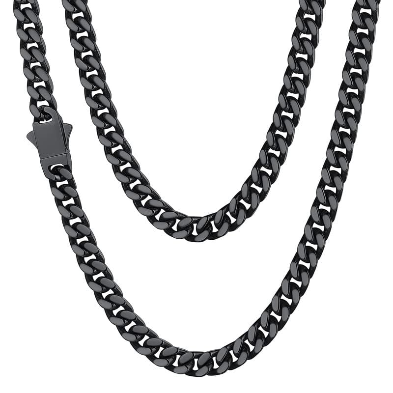 ChainsHouse Mens Cuban Link Chain, Black Miami Cuban Chain Necklace for Men, 5mm Wide Hip Hop Mens Jewelry, 20 Inch Length - Image 1