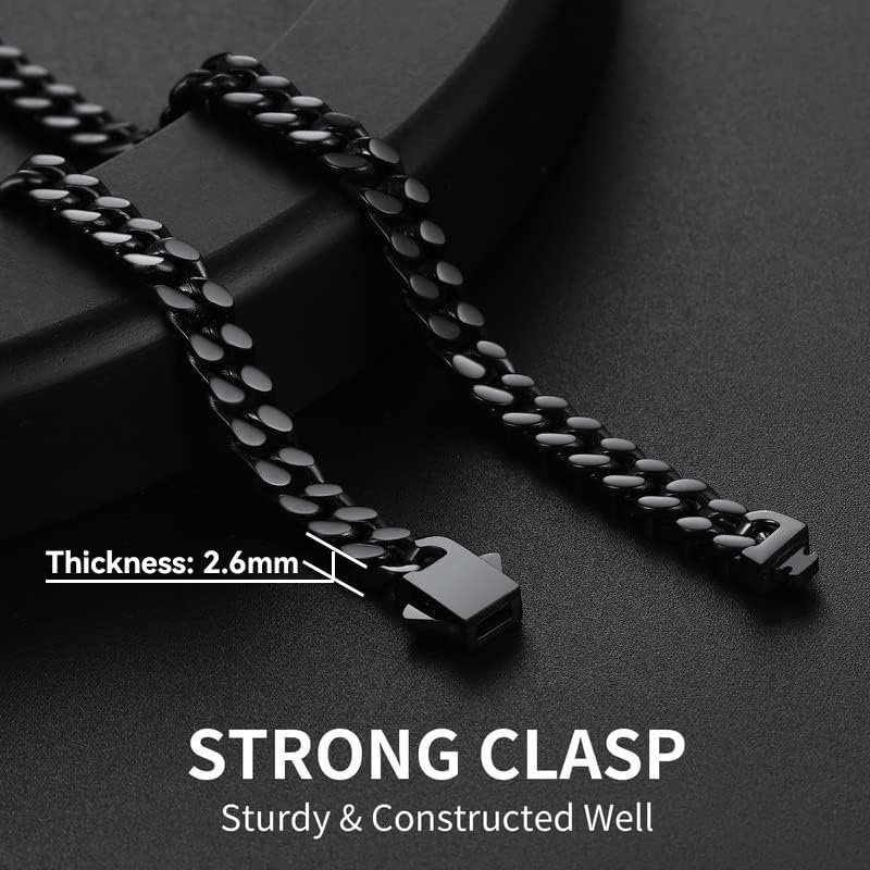 ChainsHouse Mens Cuban Link Chain, Black Miami Cuban Chain Necklace for Men, 5mm Wide Hip Hop Mens Jewelry, 20 Inch Length - Image 3