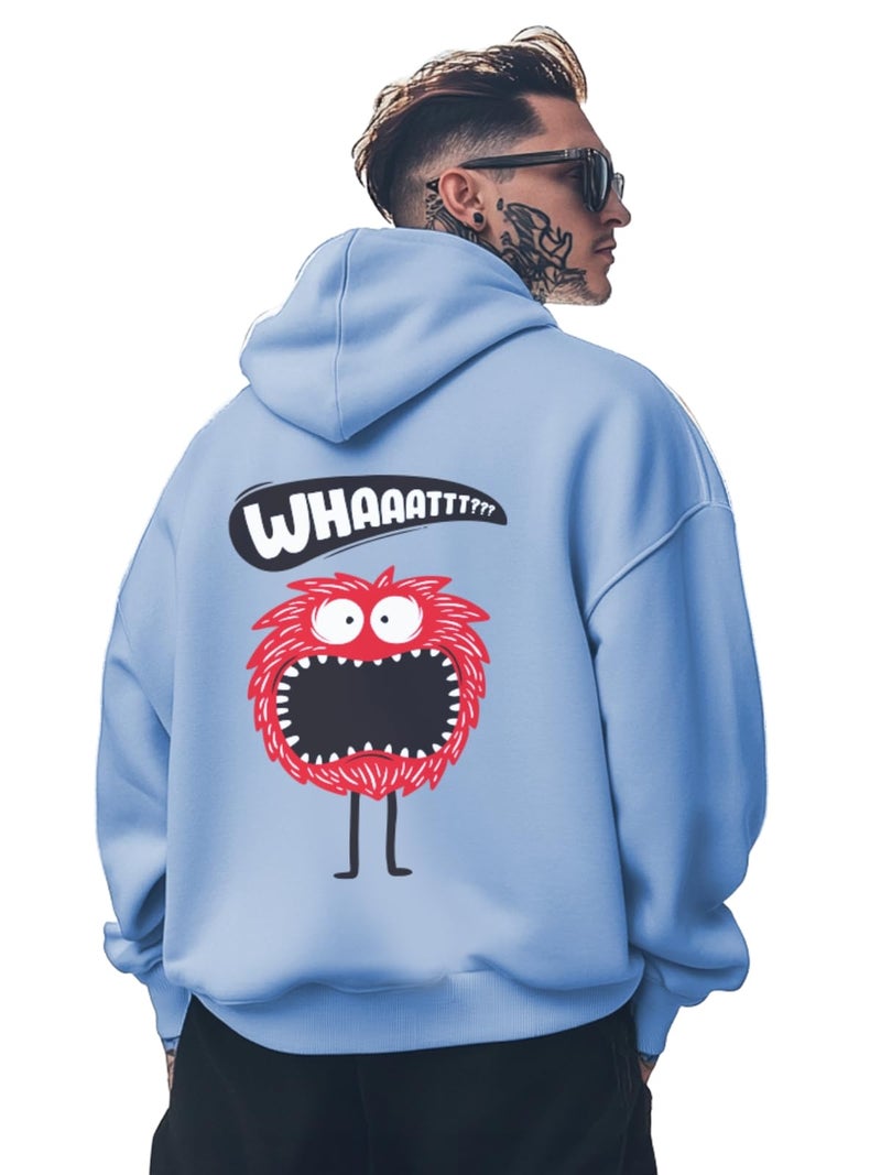 Veirdo Cotton Fleece Regular Fit Hooded Sweatshirt Full Sleeves Skull Back Graphic Printed Jumper Power Blue Sweatshirt for Men & Boys (W_05_Skull_LB_L) - Image 1