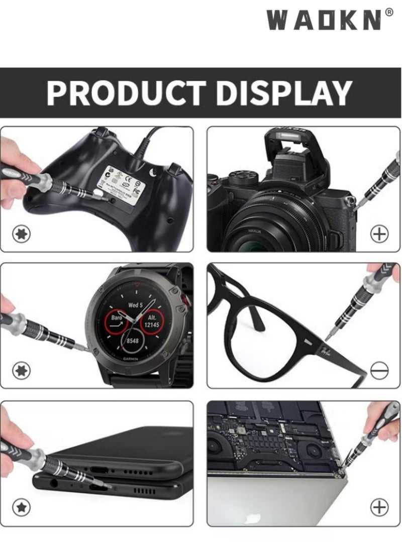 WAOKN 115-in-1 Magnetic Screwdriver Set, Carbon Steel Precision Repair Tool Kit with Phillips Slotted Torx Hex Bits, Multi-Function Screwdriver Kit with Extension Rod & Flexible Shaft for Phone, Laptop, Watch, Electronics Disassembly&Repair，Multi functional maintenance tool kit - Image 4