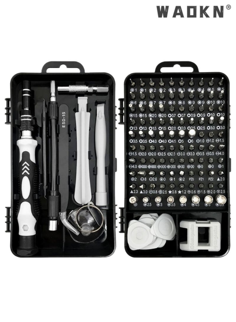 WAOKN 115-in-1 Magnetic Screwdriver Set, Carbon Steel Precision Repair Tool Kit with Phillips Slotted Torx Hex Bits, Multi-Function Screwdriver Kit with Extension Rod & Flexible Shaft for Phone, Laptop, Watch, Electronics Disassembly&Repair，Multi functional maintenance tool kit - Image 1