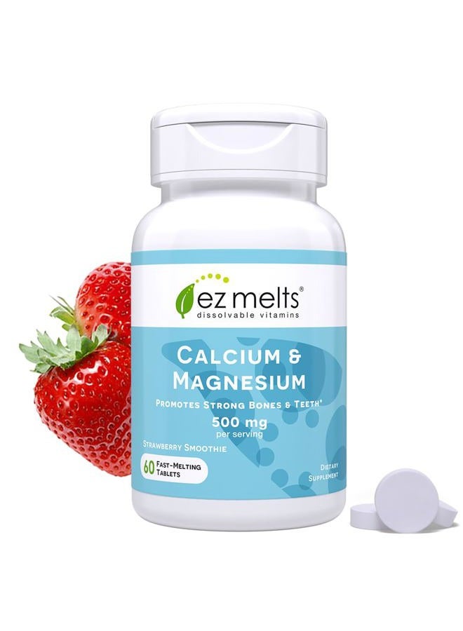 EZ Melts Dissolvable Calcium and Magnesium Supplement with Vitamin D3, Sugar-Free, 1-Month Supply - Image 1