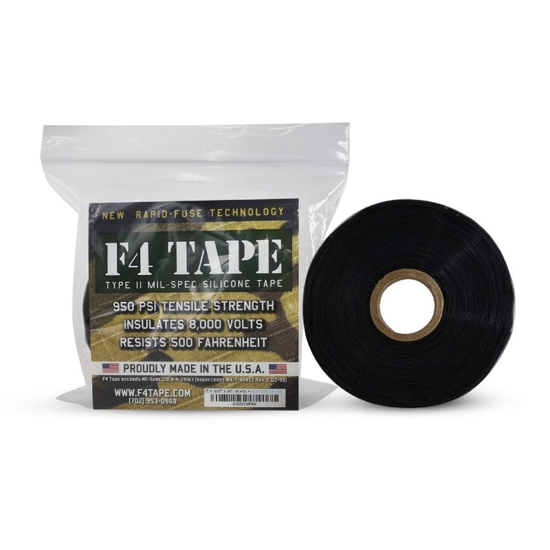 Bondit F4 Emergency Self-Fusing Silicone Tape, Repair Plumbing Pipe & Radiator Hose Leak, Electrical Insulation, Permanent Bonding, Waterproof, 1" x 36' x 20mil, Black - Image 1