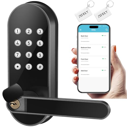 Sifely Keyless Entry Keypad Electronic Door Lock: Sifely Digital Smart Lock with Code, Electric Deadbolt Door Knob/Handle for Front, Interior, Exterior & Bedroom Doors (Black, App Control, No Fingerprint) - Image 1