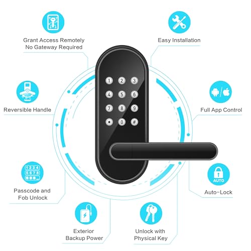 Sifely Keyless Entry Keypad Electronic Door Lock: Sifely Digital Smart Lock with Code, Electric Deadbolt Door Knob/Handle for Front, Interior, Exterior & Bedroom Doors (Black, App Control, No Fingerprint) - Image 2