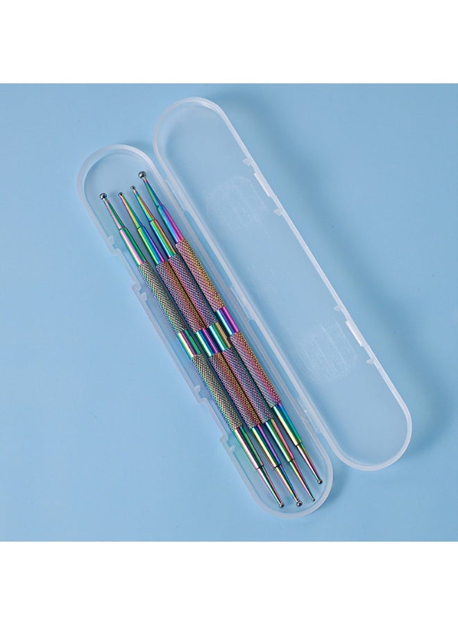 الفولاذ المقاوم للصدأ نقطة حفر القلم طلاء الأظافر الطلاء القلم نقطة الحفر نمط مزدوج الرأس مسمار الفن قلم حبر جاف مجموعة من أربع قطع - Image 1