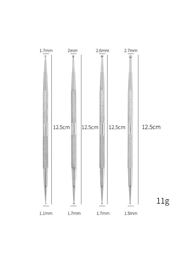 الفولاذ المقاوم للصدأ نقطة حفر القلم طلاء الأظافر الطلاء القلم نقطة الحفر نمط مزدوج الرأس مسمار الفن قلم حبر جاف مجموعة من أربع قطع - Image 4