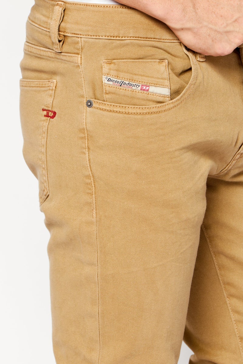 DIESEL Men 2019 D-Strukt Regular Fit Washed Denim Jeans, Tan - Image 3
