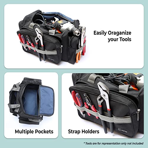 ALL SORTED Heavy Duty Tools Bag 18" for Electricians, Carpenter, Technicians, Service Engineers with Adjustable Strap for Easy Carrying - Water Resistant Tool Bag - Nylon Material - Image 3