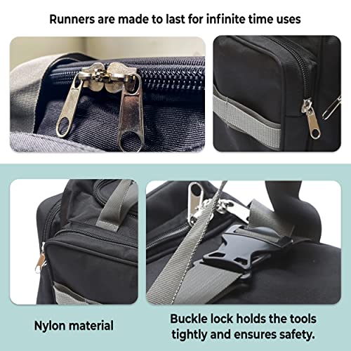 ALL SORTED Heavy Duty Tools Bag 18" for Electricians, Carpenter, Technicians, Service Engineers with Adjustable Strap for Easy Carrying - Water Resistant Tool Bag - Nylon Material - Image 4