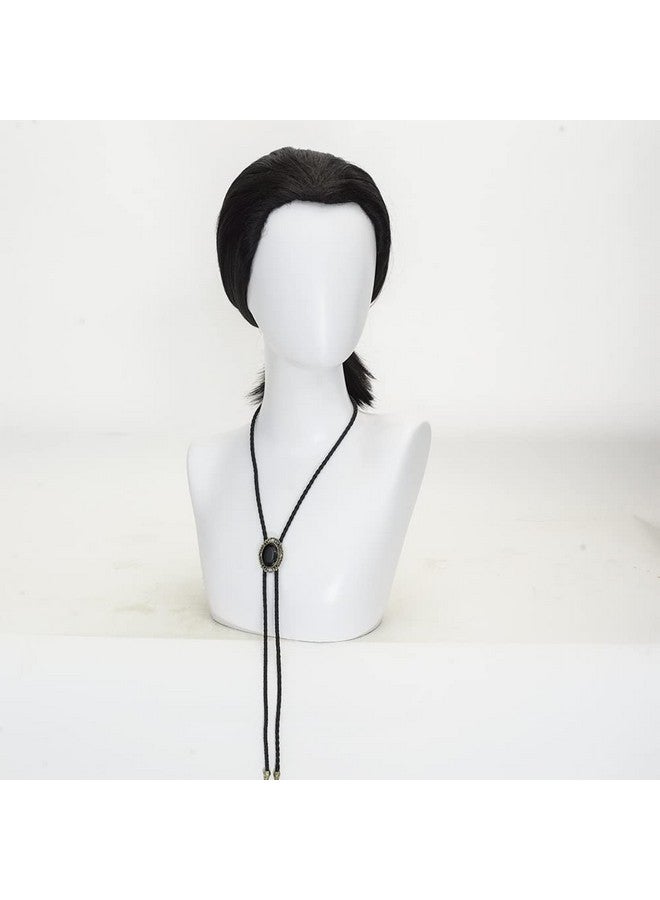 TSNOMORE Movie role-Vincent vega Wig with 1 Bolo Tie, 90s Mens Hippie Cosplay Wig, Halloween Costume Party Cosplay Wig - Image 4