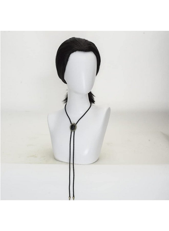 TSNOMORE Movie role-Vincent vega Wig with 1 Bolo Tie, 90s Mens Hippie Cosplay Wig, Halloween Costume Party Cosplay Wig - Image 3