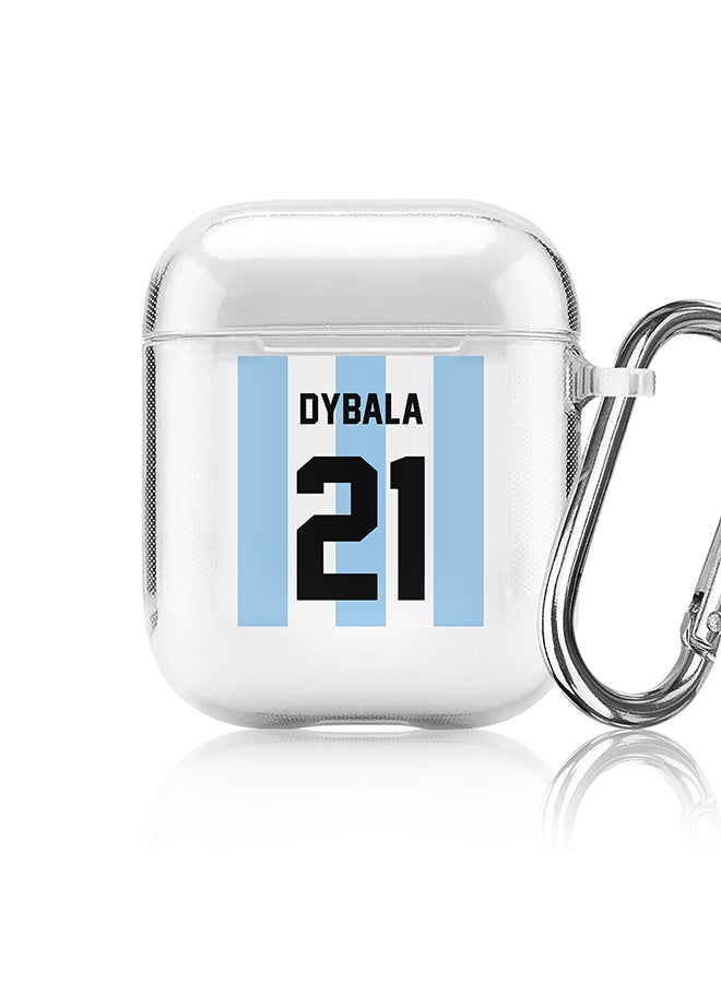 Stylizedd Classic Clear printed Case for Apple Airpods 2 / 1 Soft TPU Gel Thin Transparent Flexible Cover - Football Team - Argentina, Player Name - Dybala - Image 1