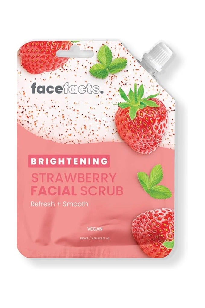 facefacts Face Facts Brightening Strawberry Facial Scrub 60ml with Walnut Shell Powder Reusable/Resealable Pouch - Image 1