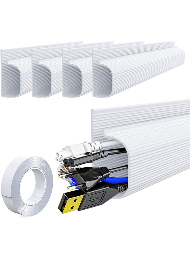 promass 4 Pcs J Channel Desk Cable Raceway Management, Cable Management Under Desk, Cord Hider Desk Cable Tray, No Drilling Under Desk Cable Management Tray, Wire Organizer Trays - Image 1