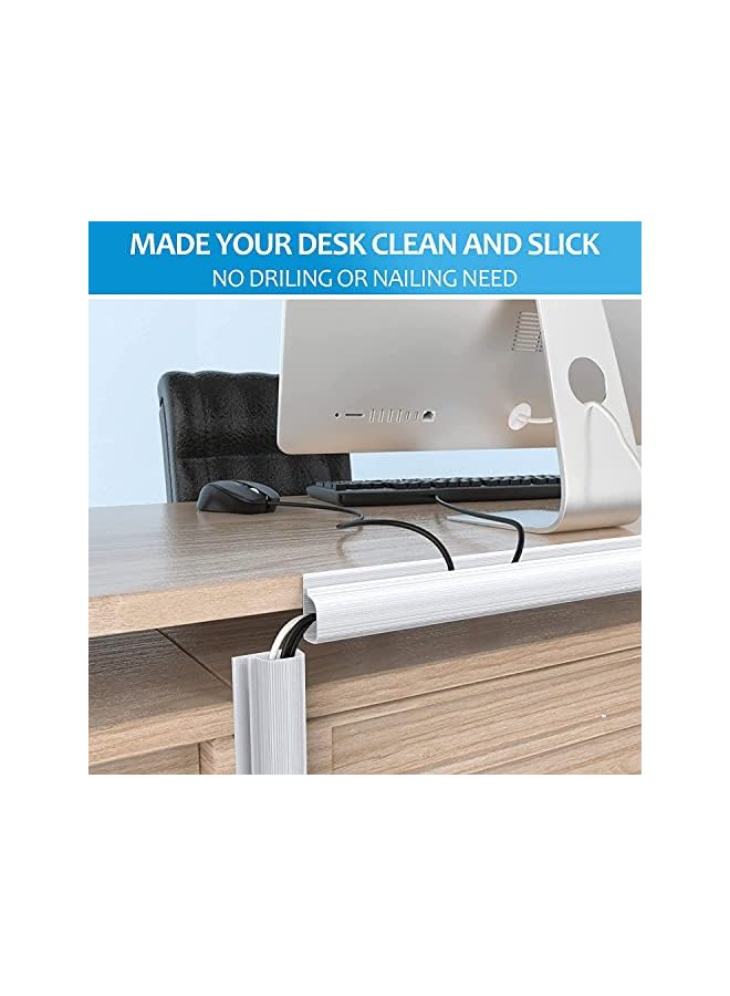 promass 4 Pcs J Channel Desk Cable Raceway Management, Cable Management Under Desk, Cord Hider Desk Cable Tray, No Drilling Under Desk Cable Management Tray, Wire Organizer Trays - Image 3