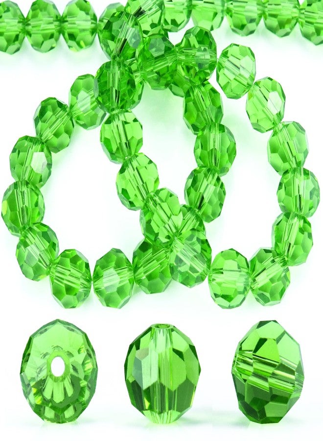 Dowarm 10MM Green Round Crystal Glass Beads, 50PCS Faceted Rondelle, Perfect for Jewelry Making, Crafts, Wine Charms, Wind Chimes, Suncatchers - Image 1