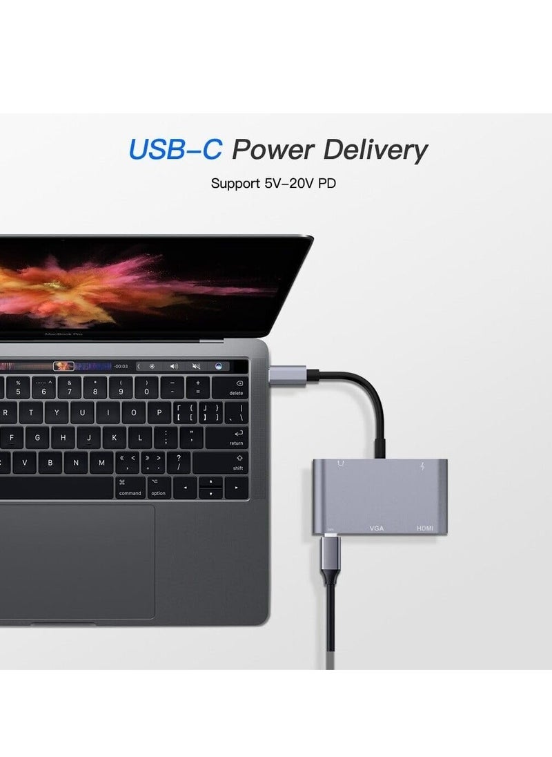 KASTWAVE - USB-C Hub ― USB-C Dock, USB-C Hub Multiport Adapter w/HDMI,  USB 3.0, TF, SD, PD, VGA,HDTV, USB-C, AUX USB C Docking Station for MacBook Air/Pro, Steam Deck, Switch (5-in-1 USB-C Data Hub) - Image 1