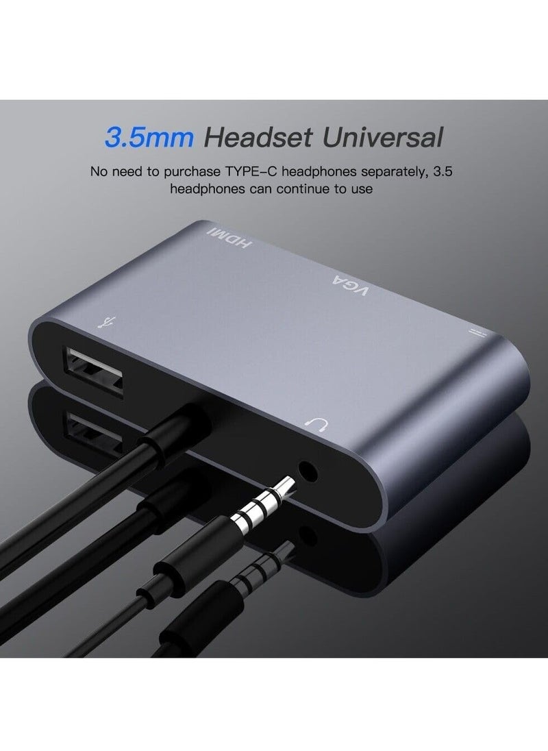 KASTWAVE - USB-C Hub ― USB-C Dock, USB-C Hub Multiport Adapter w/HDMI,  USB 3.0, TF, SD, PD, VGA,HDTV, USB-C, AUX USB C Docking Station for MacBook Air/Pro, Steam Deck, Switch (5-in-1 USB-C Data Hub) - Image 1