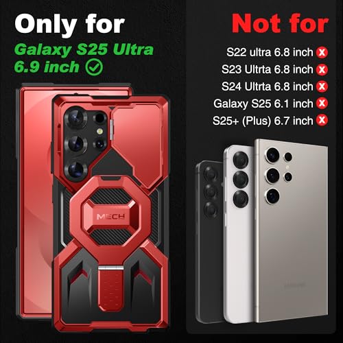 TONGATE Magnetic Stand for Samsung Galaxy S25 Ultra Case with Privacy Screen Protector, [Compatible with Magsafe] [Military Drop Protection] S25 Ultra Case with Camera Cover & Belt Clip, Red Privacy - Image 2