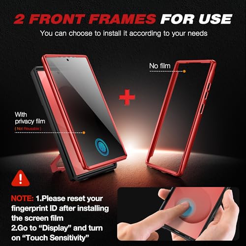 TONGATE Magnetic Stand for Samsung Galaxy S25 Ultra Case with Privacy Screen Protector, [Compatible with Magsafe] [Military Drop Protection] S25 Ultra Case with Camera Cover & Belt Clip, Red Privacy - Image 5