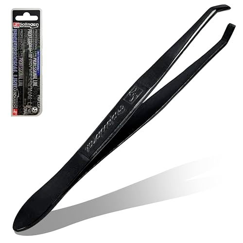 Solingen Germany Slant Tip Stainless Steel Eyebrow Facial Hair HandFiled Made in Germany Black - Image 1