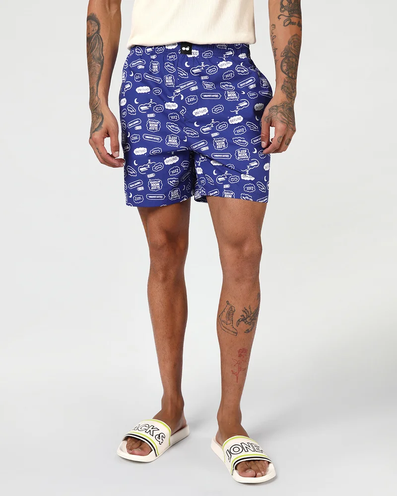 بيواكوف Men's Blue All Over Printed Boxers