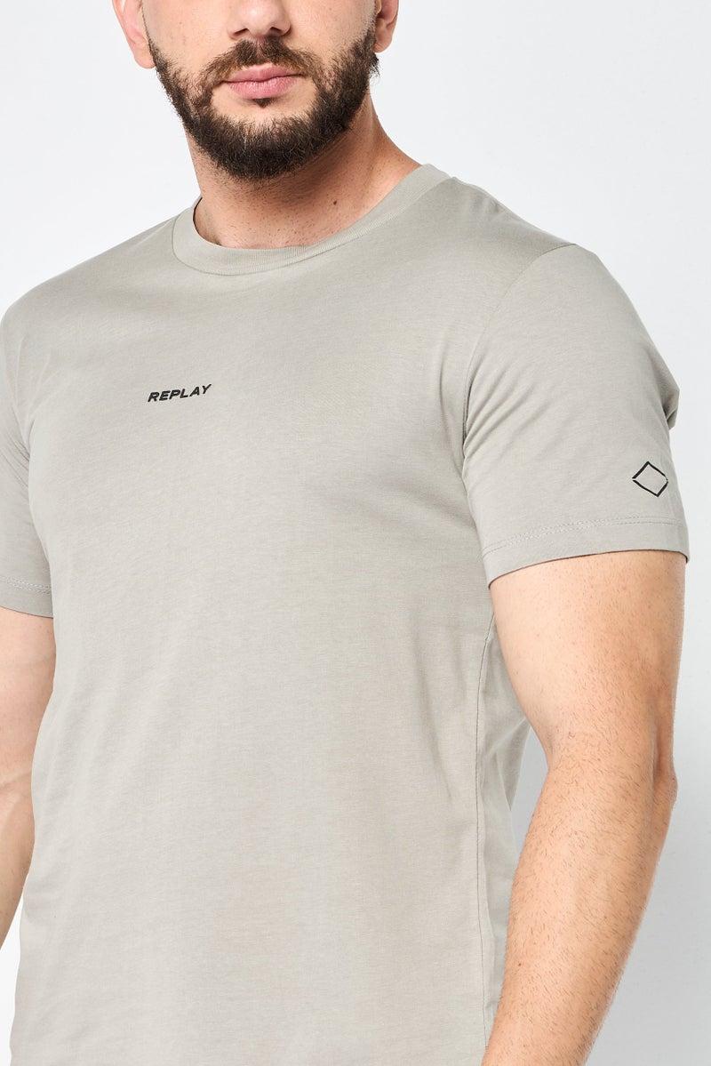 Replay Men Crew Neck Short Sleeves Brand Logo T-Shirt, Grey - Image 3