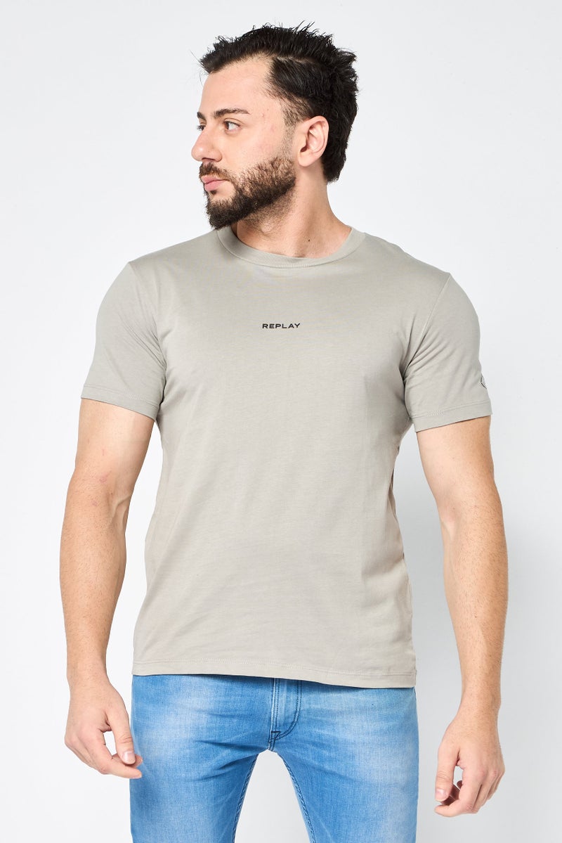 Replay Men Crew Neck Short Sleeves Brand Logo T-Shirt, Grey - Image 1
