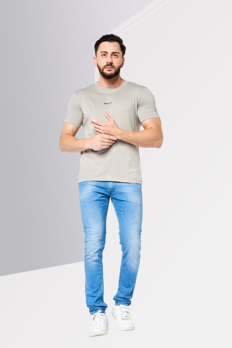 Replay Men Crew Neck Short Sleeves Brand Logo T-Shirt, Grey - Image 2