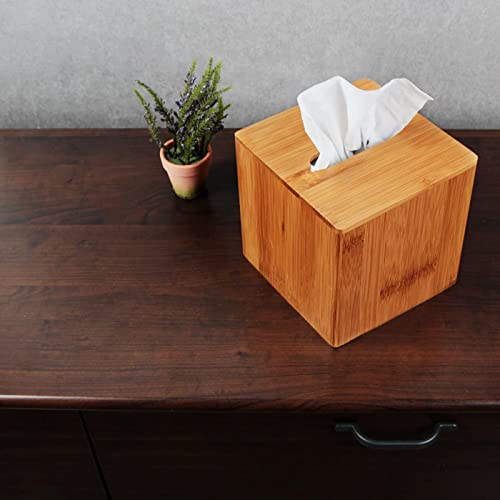 J JACKCUBE Design Premium Bamboo Tissue Box Cover – Modern Square Design for Home, Office, and Bathroom – Eco-Friendly and Durable Tissue Holder - MK273A - Image 3