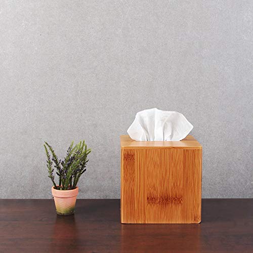 J JACKCUBE Design Premium Bamboo Tissue Box Cover – Modern Square Design for Home, Office, and Bathroom – Eco-Friendly and Durable Tissue Holder - MK273A - Image 2