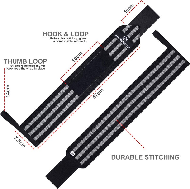 AQF Wrist Wraps for Weightlifting - USPA & IPL Approved 18" Gym Wrist Support with Thumb Loop - Heavy Duty Lifting Wrist Straps for Fitness, Workout, Powerlifting, & Bodybuilding (Pair) - Image 5