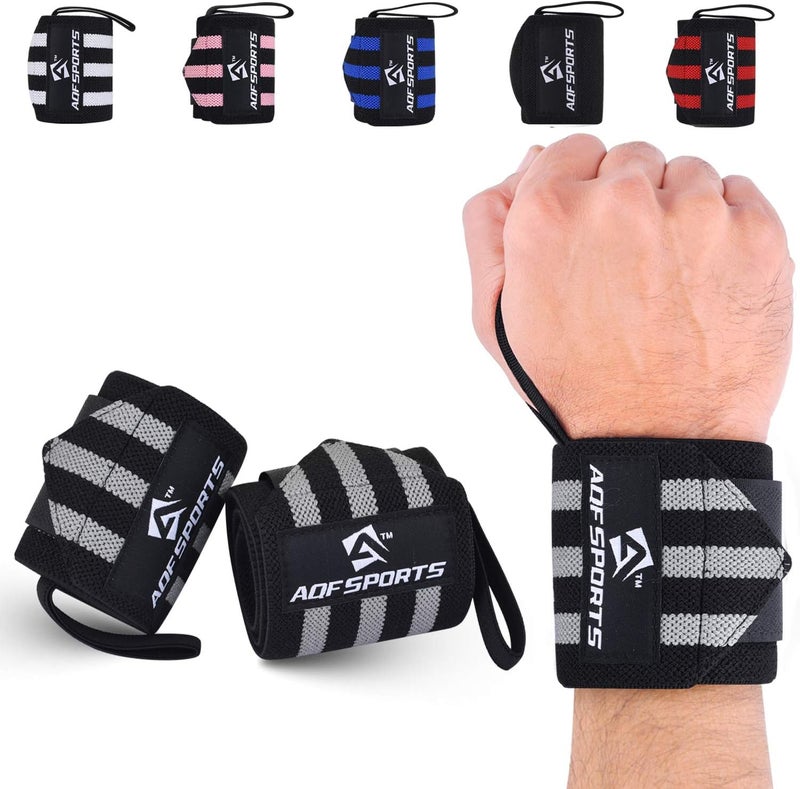 AQF Wrist Wraps for Weightlifting - USPA & IPL Approved 18" Gym Wrist Support with Thumb Loop - Heavy Duty Lifting Wrist Straps for Fitness, Workout, Powerlifting, & Bodybuilding (Pair) - Image 1