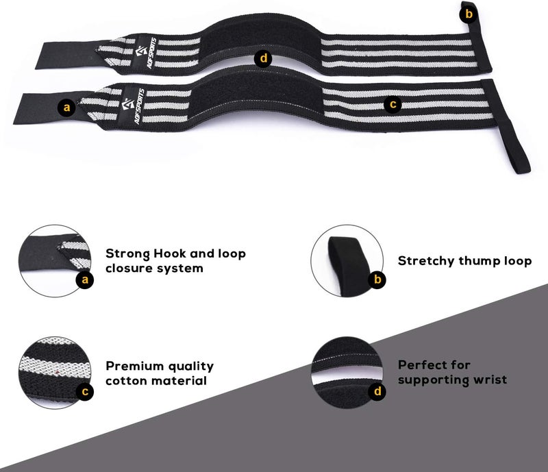 AQF Wrist Wraps for Weightlifting - USPA & IPL Approved 18" Gym Wrist Support with Thumb Loop - Heavy Duty Lifting Wrist Straps for Fitness, Workout, Powerlifting, & Bodybuilding (Pair) - Image 3