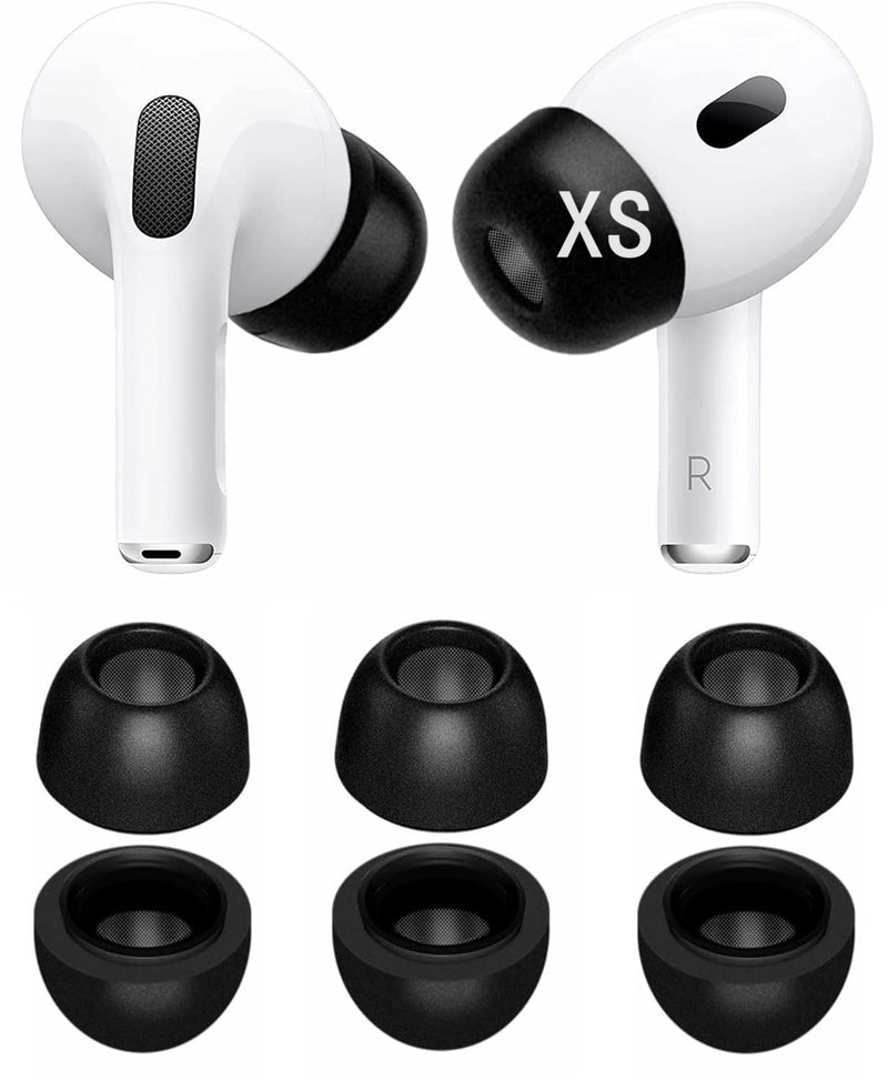 JNSA Memory Foam Tips Compatible with AirPods Pro 2nd gen. and 1st gen, No Silicone Eartips Pain. Anti-Slip Eartips, Slow Rebound Sponge AirPod Pro Ear Tip,3 Pairs (XS Size, Foam Black) XS - Image 1