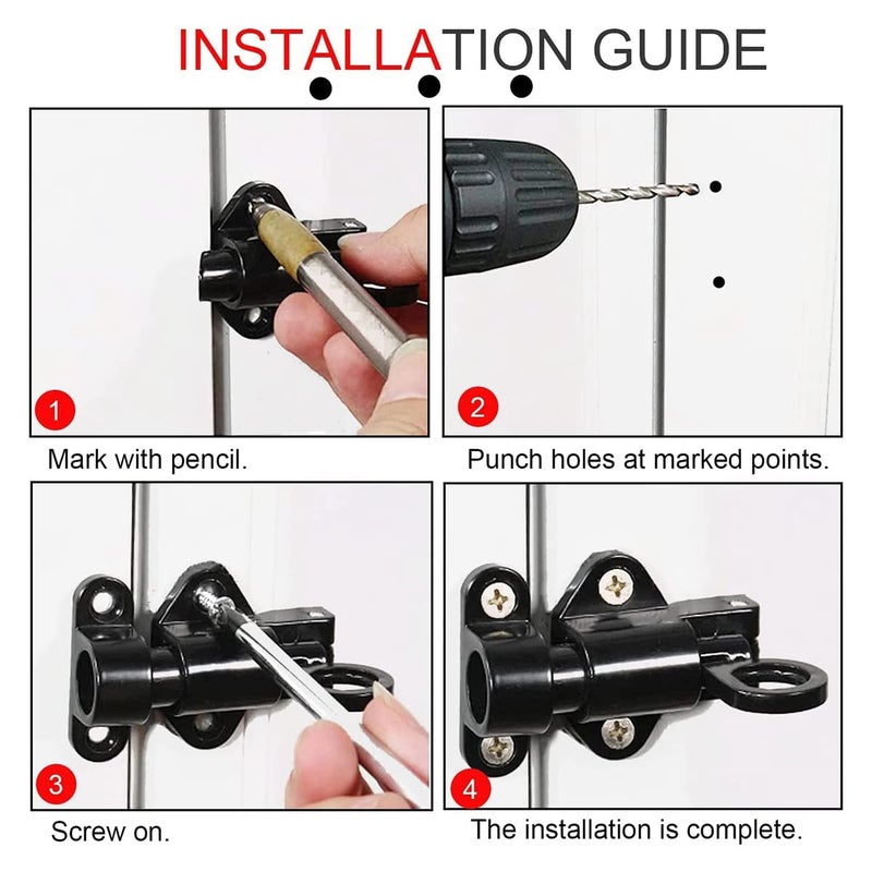 2 قطعة قفل باب انزلاقي أوتوماتيكي بنابض للحفاظ على الإغلاق الذاتي - Image 3
