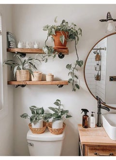 XiuWoo 6 Pack Industrial Pipe Shelf Brackets Closet Clothes Hanger 12 Inches Iron Pipe Floating Shelf Bracket Black Heavy Duty Wrought Metal Shelf Brackets Wall Shelf Brackets for Garment Rack Vintage Furniture  - Image 4