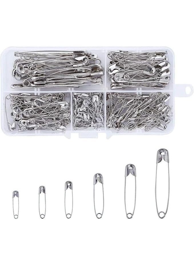 VITION 260pcs Safety Pins with Organizer Box, Assorted Sizes Stainless Steel Safety Pins for Sewing, Crafts, Fabric and Emergency Use - Image 1
