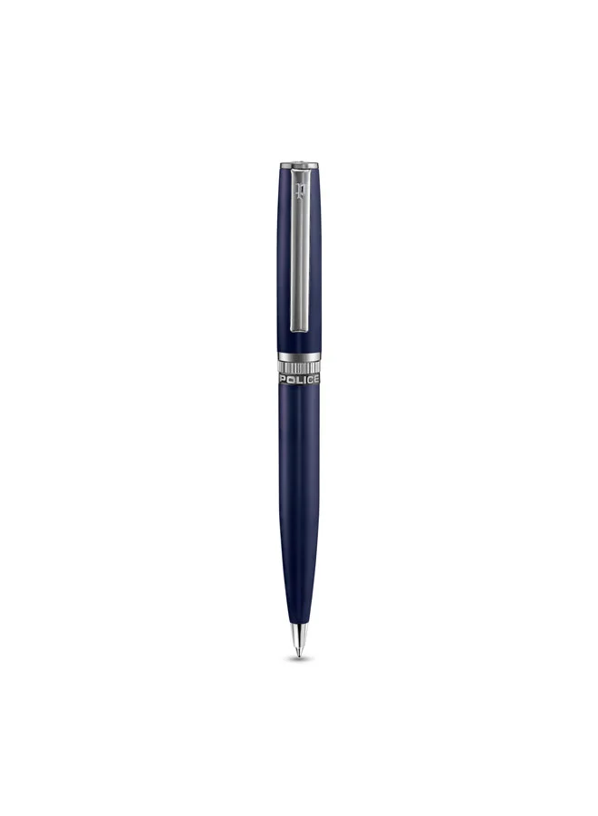 POLICE Vivaldi Matte Blue Twist Ballpoint Pen for Men, Blue Ink