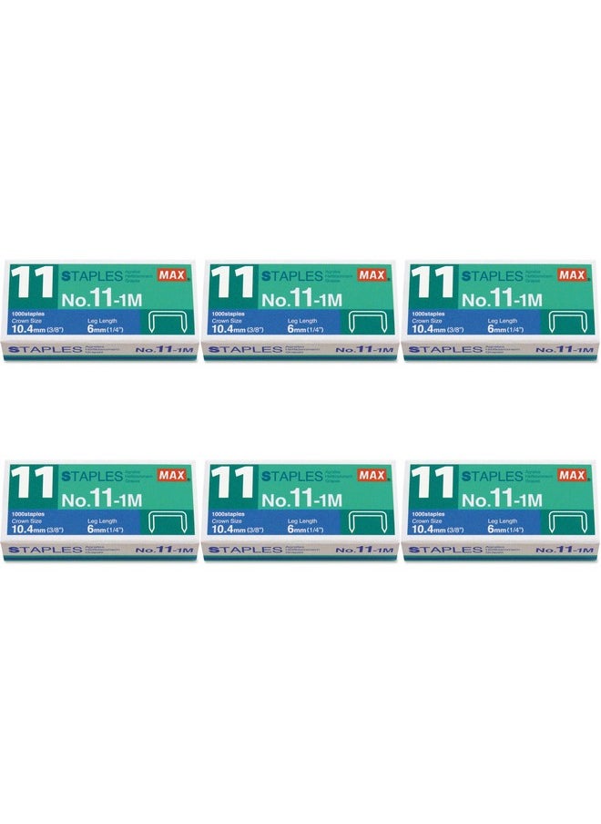 Max No. 11-1M Staples For Vaimo Staplers, 6 Packs 