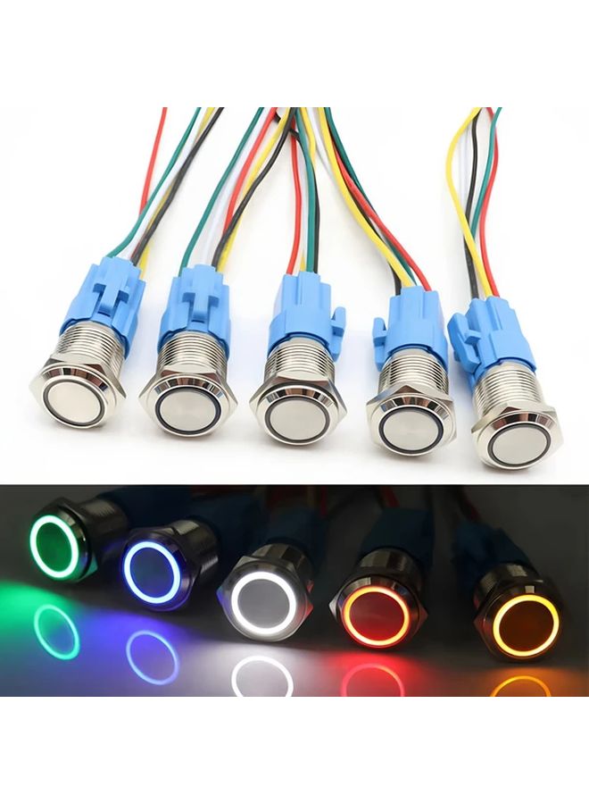 1PC 16MM Metal Momentary Button Switch 12 24V Red Self Reset For Car Horn Start - Image 2