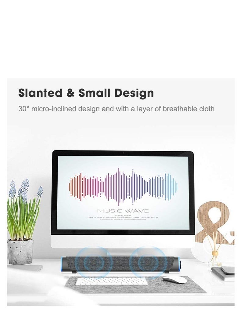 Computer Speakers, Wired USB-Powered Bluetooth V5.3 PC Sound Bar, Colorful RGB Lights with Switch Button, Surround Sound Portable Computer SoundBar Speaker for Desktop Laptop Phone(Black） - Image 5