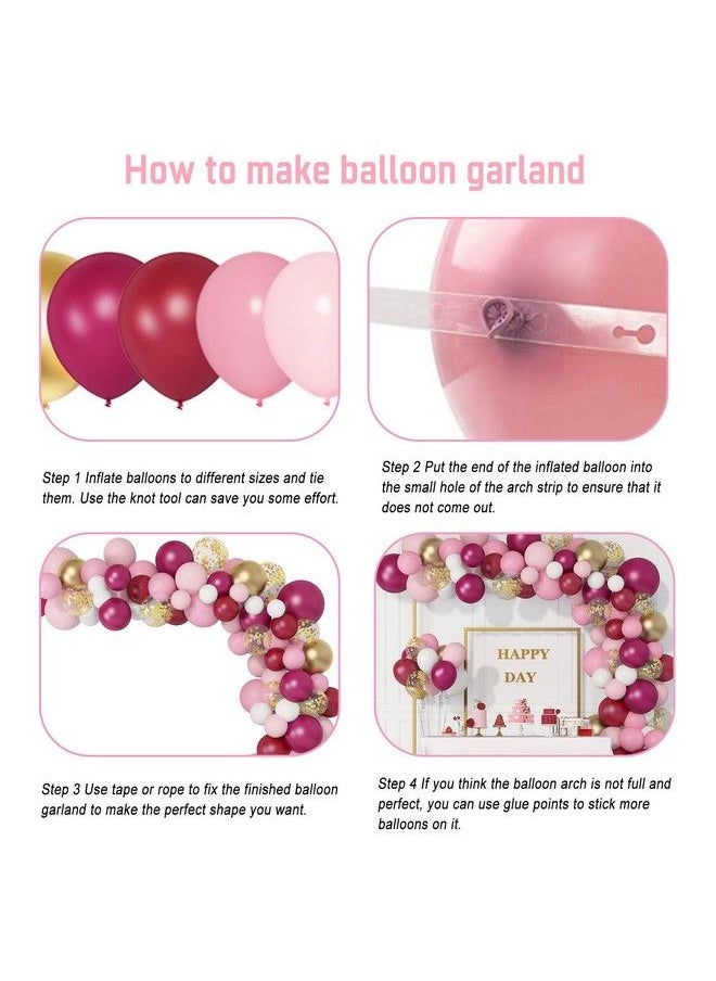 Amandir - 129Pcs Burgundy Pink Balloons Garland Arch Kit, Light Pink Gold White Balloons Confetti Latex Metallic Balloons For Birthday Baby Shower Wedding Party Decorations Supplies - Image 1