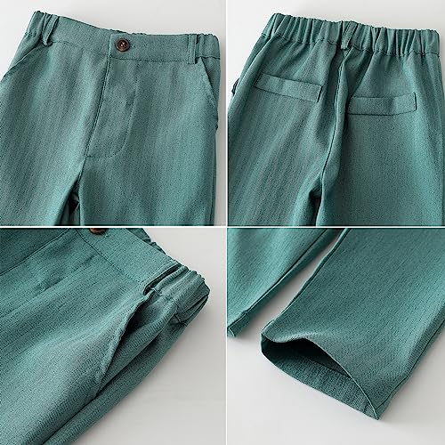 Kimocat Baby Boys Gentleman Bowtie Formal Outfit Suits Tuxedo Vest Wedding Party Suit (as1, Age, 24_Months, Green) - Image 5