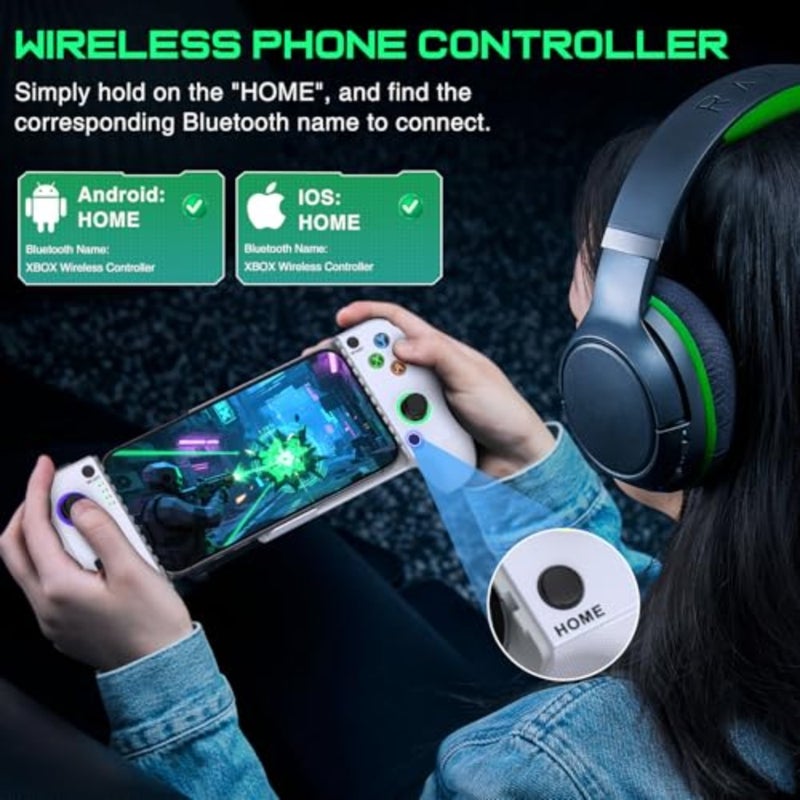Mobile Gaming Controller for iPhone/Android, Wireless Phone Controller with Hall Joysticks, Mobile Controller Phone Case Support for Xbox Game Pass, Steam Link and More - Image 2